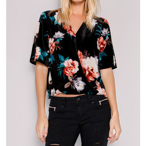 Black Floral Velvet top
